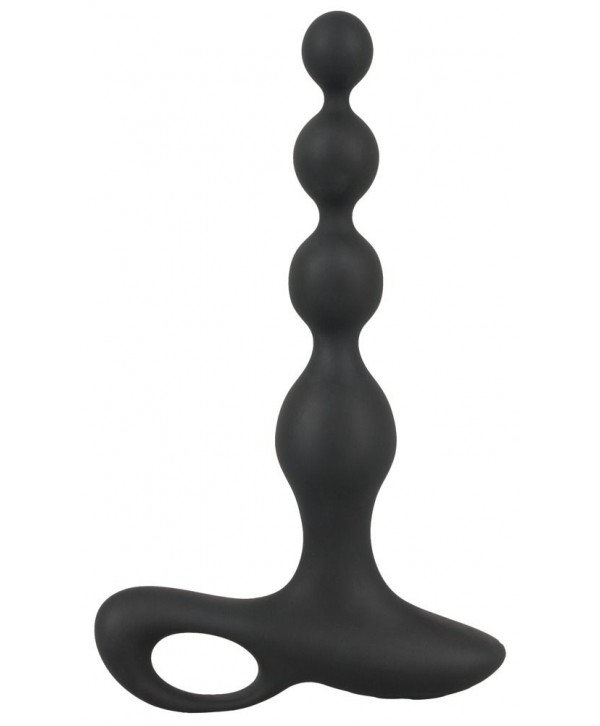 Черная анальная цепочка с вибрацией Rechargeable Anal Beads - 20 см.