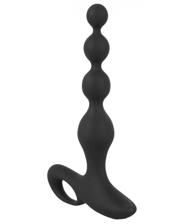Черная анальная цепочка с вибрацией Rechargeable Anal Beads - 20 см.