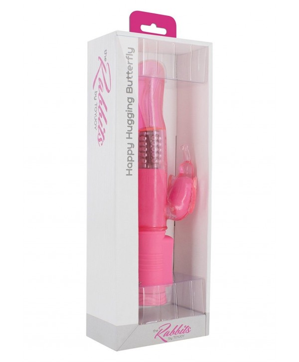 Розовый вибратор Happy Hugging Butterfly - 22,5 см.