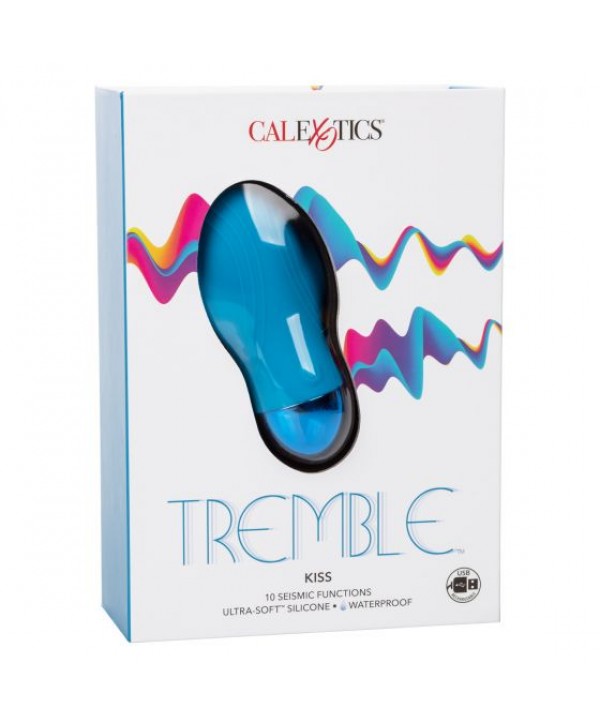 Голубой мини-вибратор Tremble Kiss - 12 см.