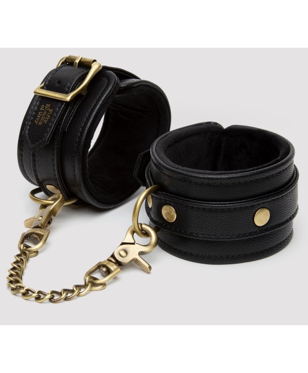 Черные оковы на ноги Bound to You Faux Leather Ankle Cuffs