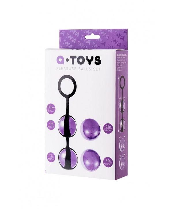 Фиолетово-чёрный набор вагинальных шариков TOYFA A-toys