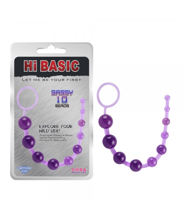 Фиолетовая анальная цепочка Sassy Anal Beads - 26,7 см.