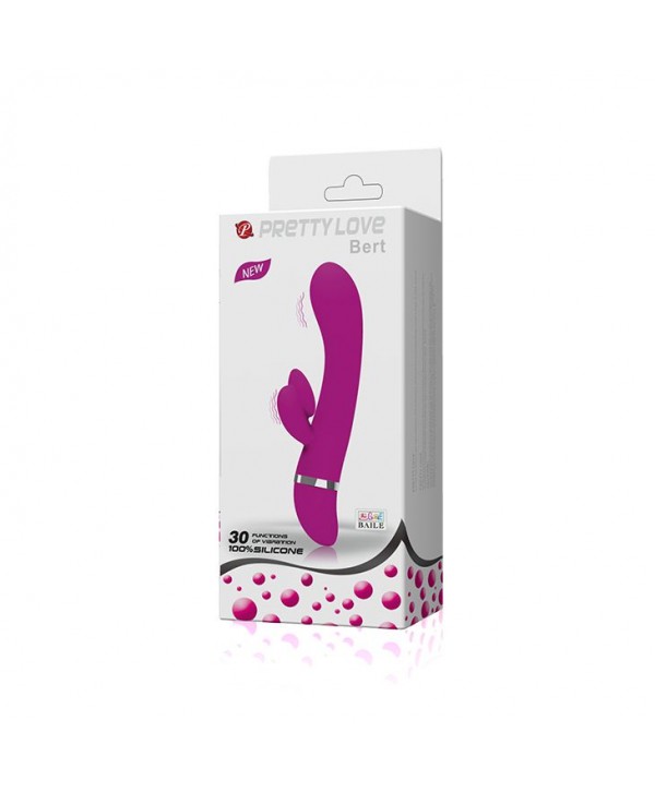 Вибратор Pretty Love Bert с клиторальным отростком - 18,8 см.