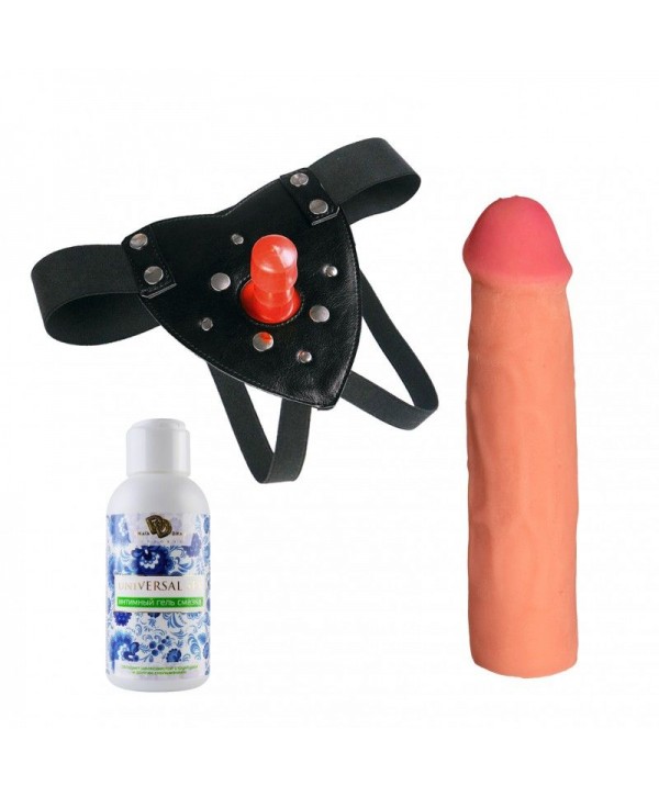 Трусики Harness с реалистичной насадкой-фаллосом с мошонкой №78 - 20,5 см.