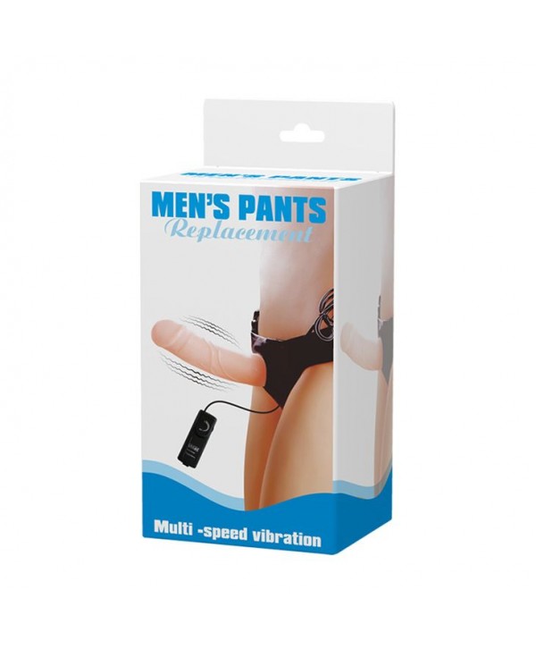 Полый страпон на трусиках с вибрацией и выносным пультом управления Mens Pants - 16,5 см.