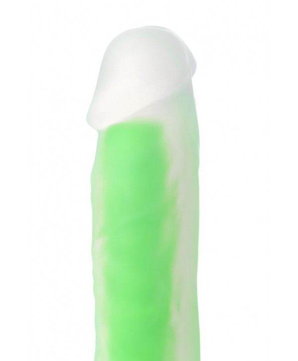 Прозрачно-зеленый фаллоимитатор, светящийся в темноте, Clark Glow - 22 см.