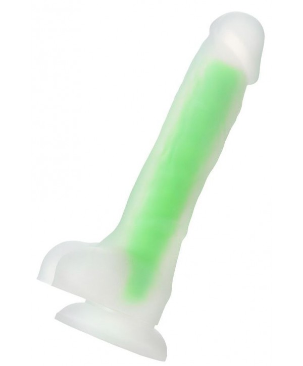 Прозрачно-зеленый фаллоимитатор, светящийся в темноте, Clark Glow - 22 см.