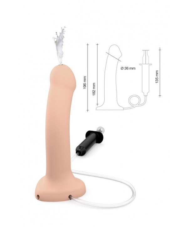Телесный фаллос с имитацией эякуляции Silicon Cum Dildo L - 19,6 см.