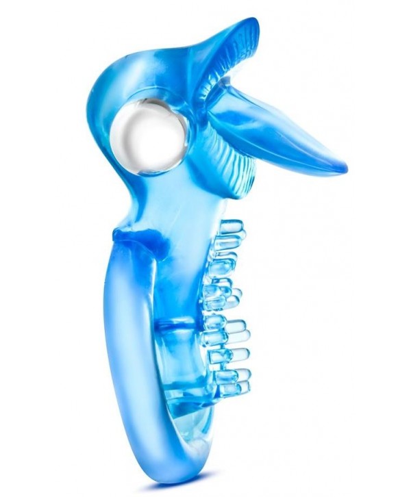 Голубое эрекционное виброкольцо 10 Function Vibrating Tongue Ring