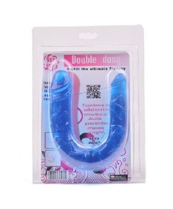 Голубой двухголовый фаллоимитатор Double Dong - 29,8 см.