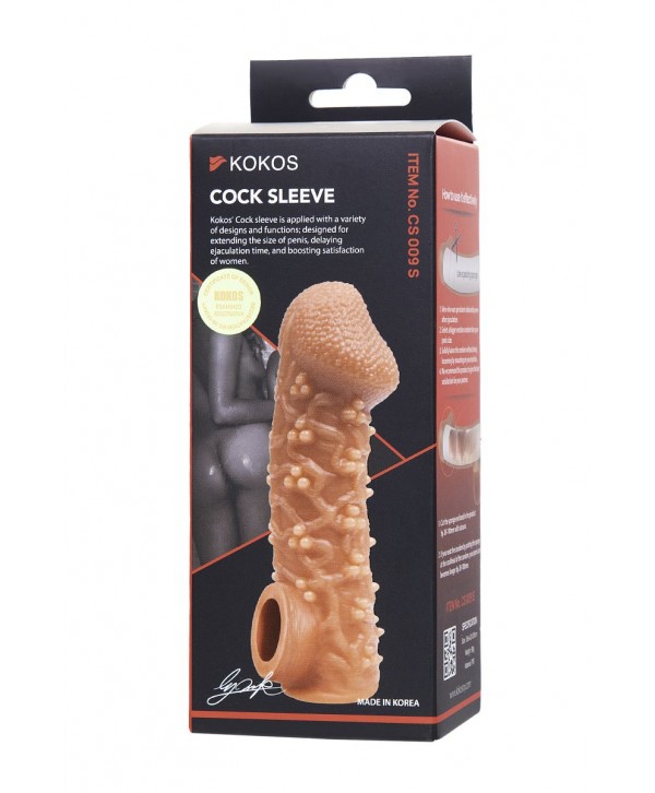 Телесная закрытая насадка с пучками шишечек Cock Sleeve 009 Size S - 13,8 см.