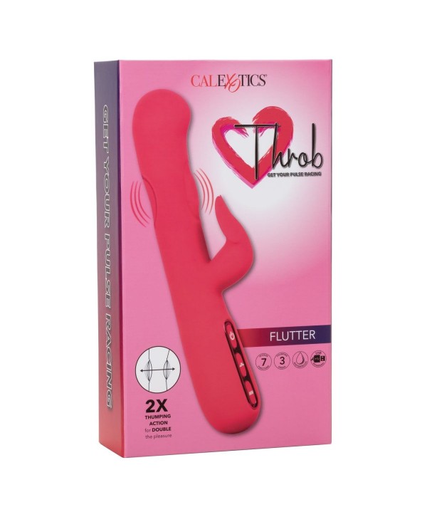 Розовый вибромассажер-кролик Throb Flutter - 21,5 см.