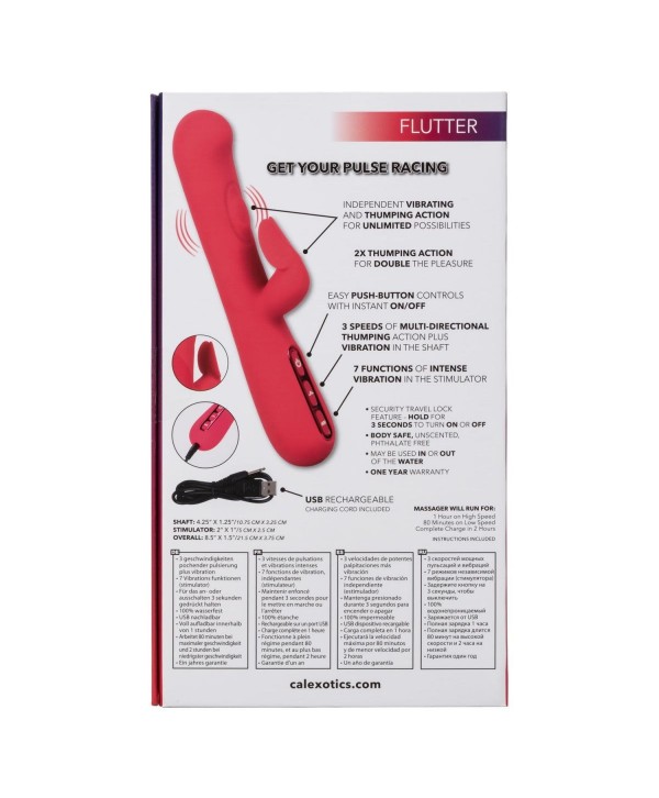 Розовый вибромассажер-кролик Throb Flutter - 21,5 см.