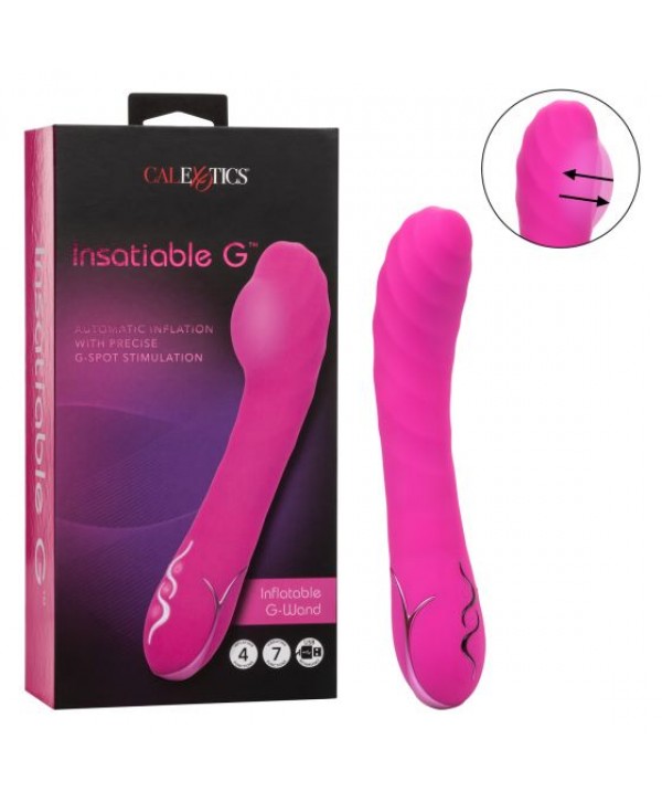 Розовый вибромассажер Insatiable G Inflatable G-Wand с функцией расширения - 21,5 см.