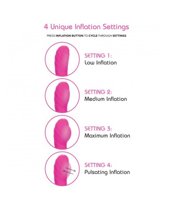 Розовый вибромассажер Insatiable G Inflatable G-Wand с функцией расширения - 21,5 см.