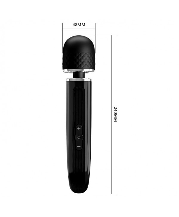 Черный мощный жезловый вибратор с изогнутой ручкой Charming Massager - 24 см.