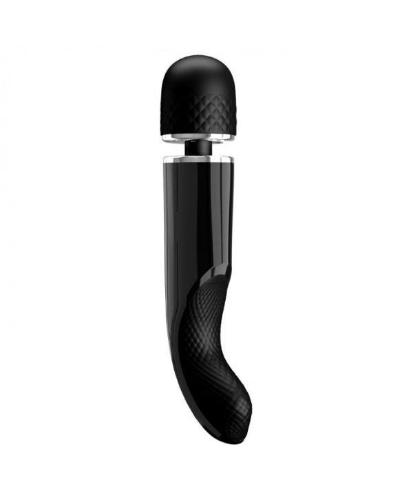 Черный мощный жезловый вибратор с изогнутой ручкой Charming Massager - 24 см.