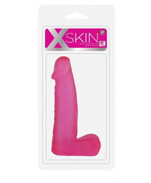 Розовый фаллоимитатор средних размеров XSKIN 6 PVC DONG - 15 см.