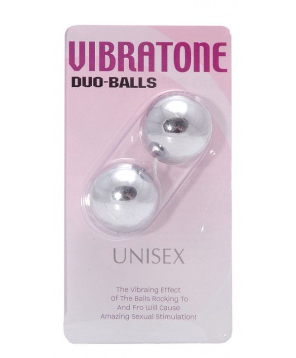 Серебристые шарики VIBRATONE DUO BALLS SILVER BLISTERCARD