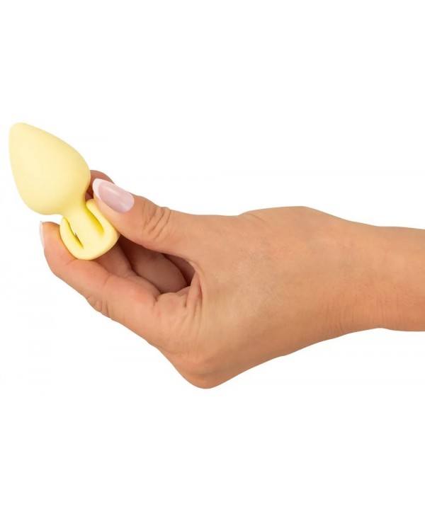 Жёлтая анальная втулка Mini Butt Plug - 6 см.