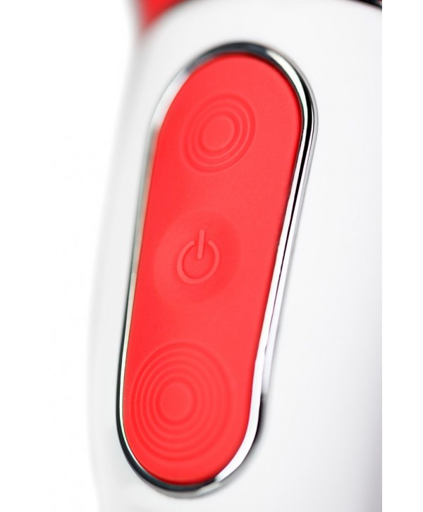 Красный вибратор Satisfyer Power Flower с лепестками - 18,8 см.