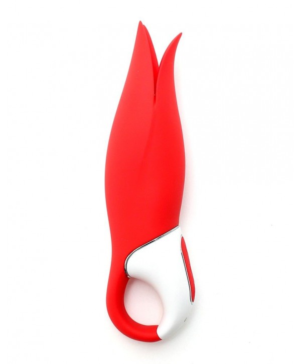 Красный вибратор Satisfyer Power Flower с лепестками - 18,8 см.