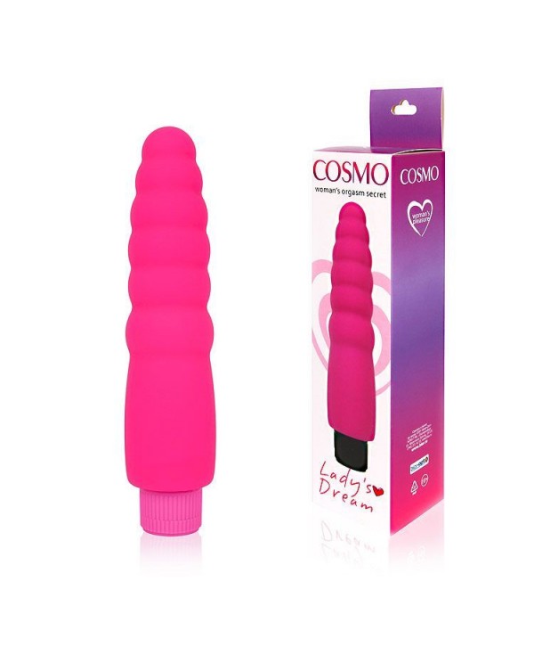 Розовый силиконовый вибратор Cosmo - 15 см.