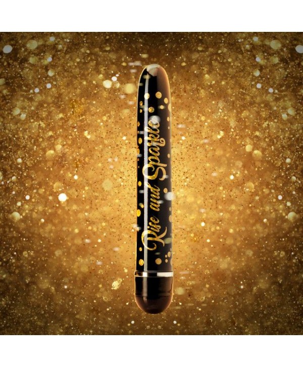 Черно-золотистый классический вибратор Rise and Sparkle - 17,8 см.