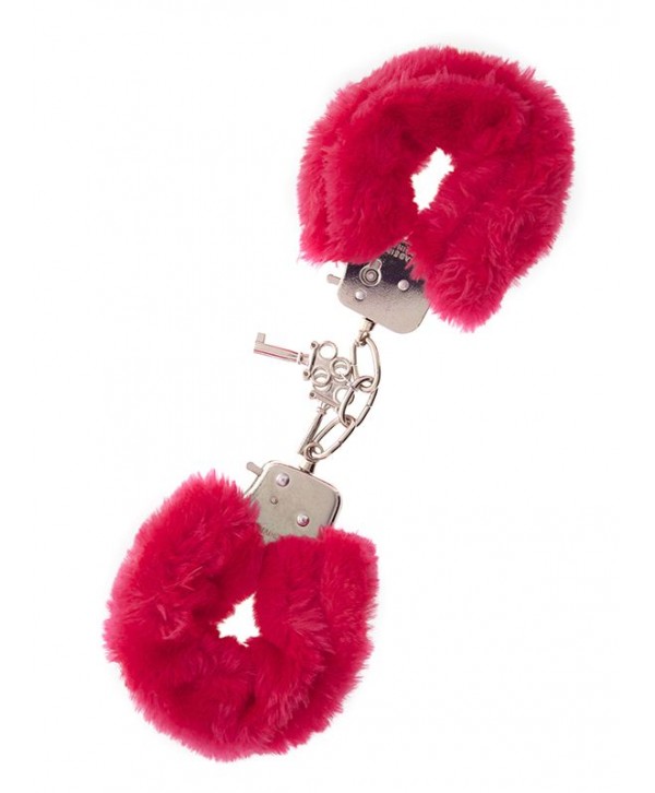 Металлические наручники с красной меховой опушкой METAL HANDCUFF WITH PLUSH RED
