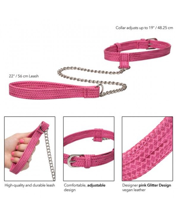 Розовый ошейник с поводком Tickle Me Pink Collar With Leash