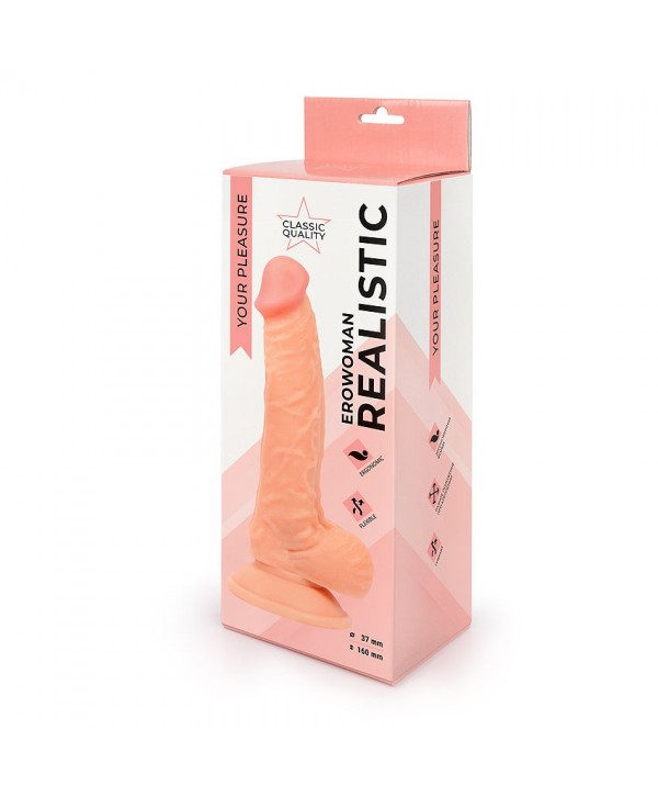 Реалистичный телесный фаллоимитатор Erowoman на присоске