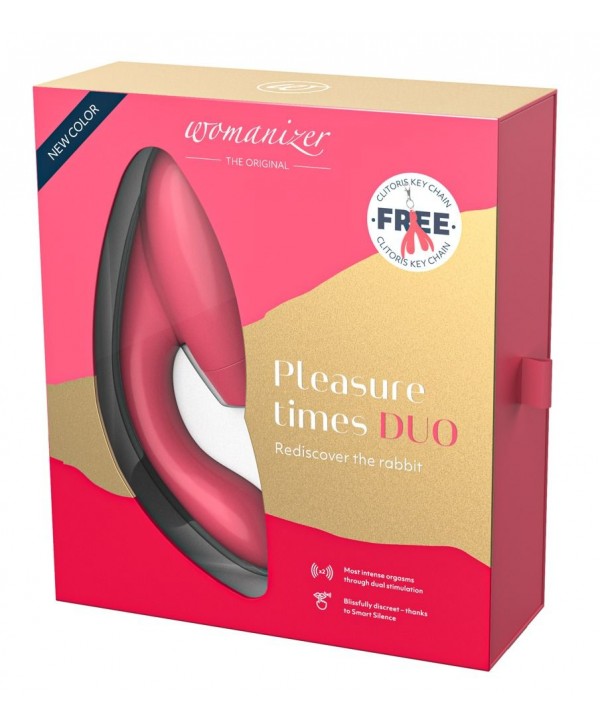 Розовый стимулятор Womanizer DUO с вагинальным отростком