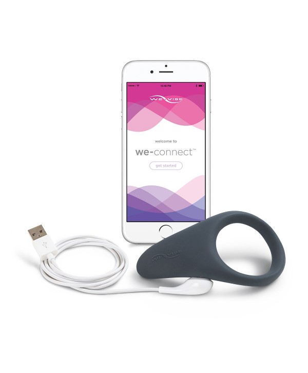 Чёрное эрекционное виброкольцо We-vibe Verge