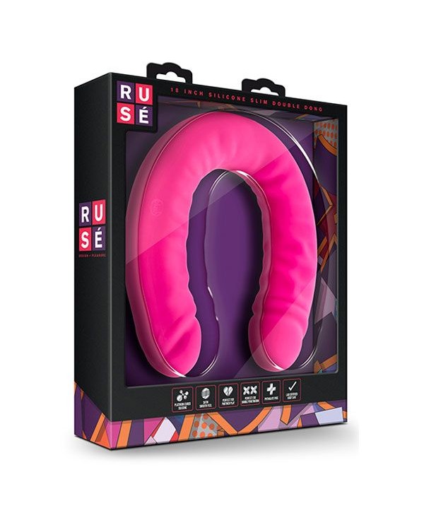 Розовый двусторонний фаллоимитатор 18 inch Silicone Slim Double Dong - 45,7 см. 