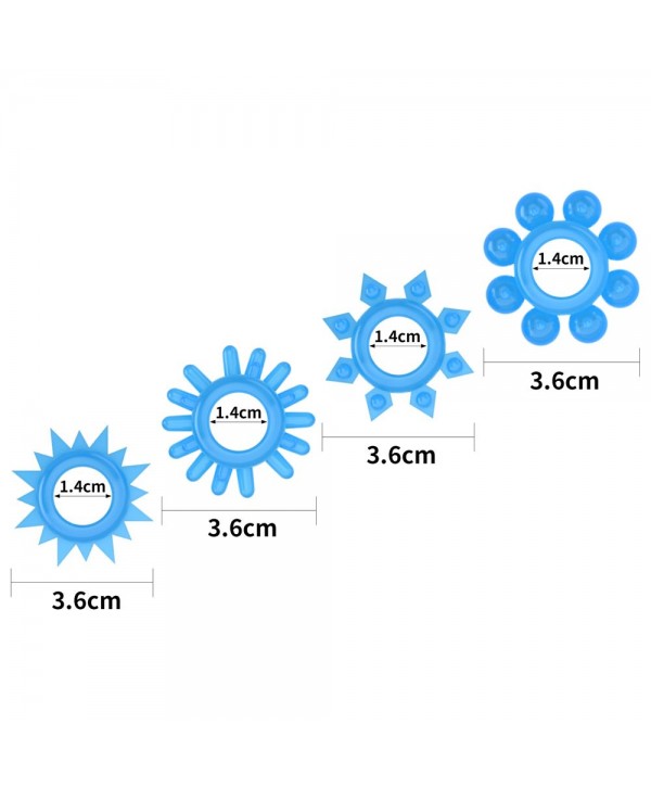 Набор из 4 голубых, светящихся в темноте эрекционных колец Lumino Play