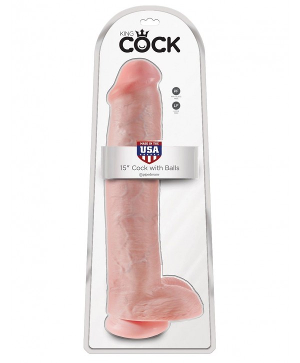 Телесный фаллоимитатор-гигант 15  Cock with Balls - 40,6 см.