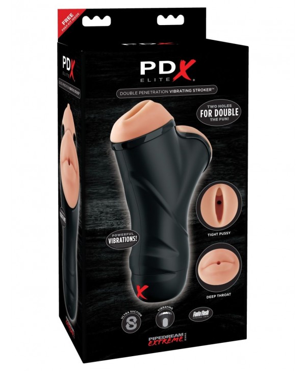 Мастурбатор в колбе с двумя тоннелями Double Penetration Vibrating Stroker