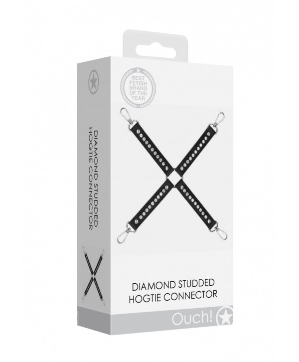 Черный крестообразный фиксатор Diamond Studded Hogtie