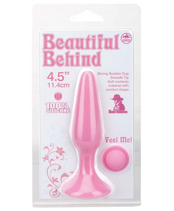 Розовая анальная пробка BEAUTIFUL BEHIND SILICONE BUTT PLUG - 11,4 см.