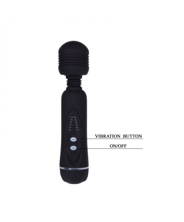 Черный вибромассажер со сменными насадками Power Wand - 20,5 см.