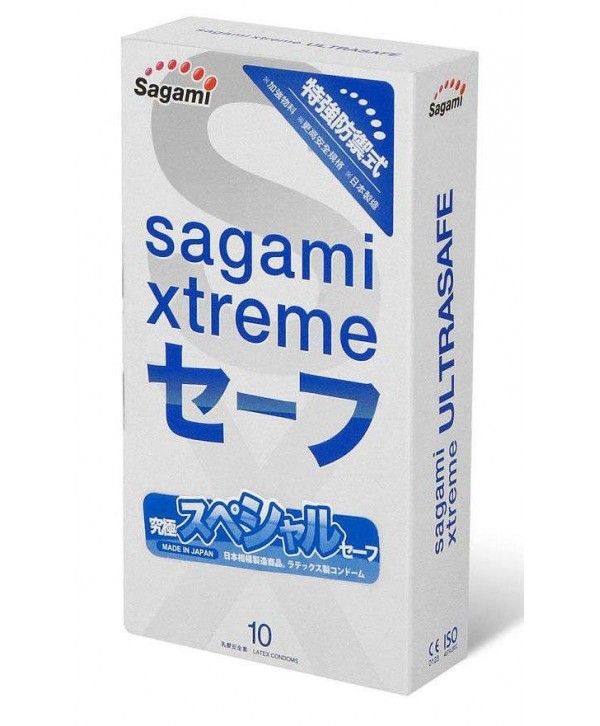 Презервативы Sagami Xtreme Ultrasafe с двойным количеством смазки - 10 шт.