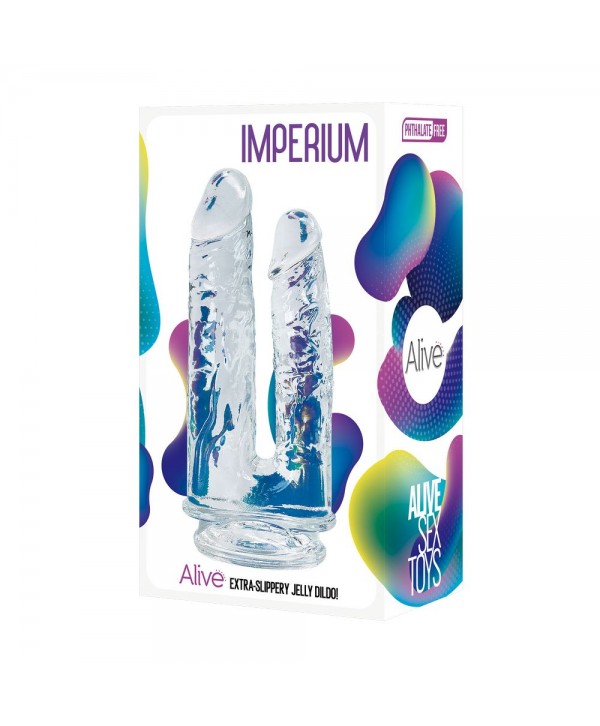 Прозрачный анально-вагинальный фаллоимитатор на присоске Imperium Jelly Dildo - 18 см.