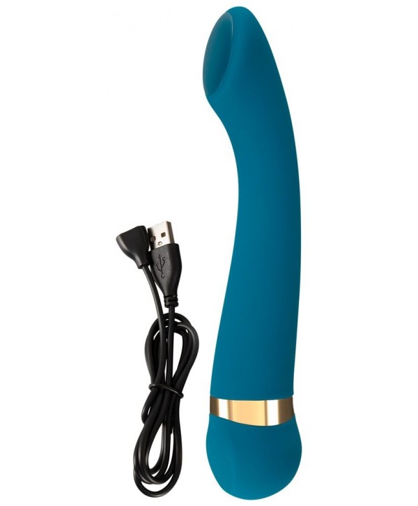 Бирюзовый вибромассажер с температурными режимами Hot n Cold Vibrator - 21,6 см.