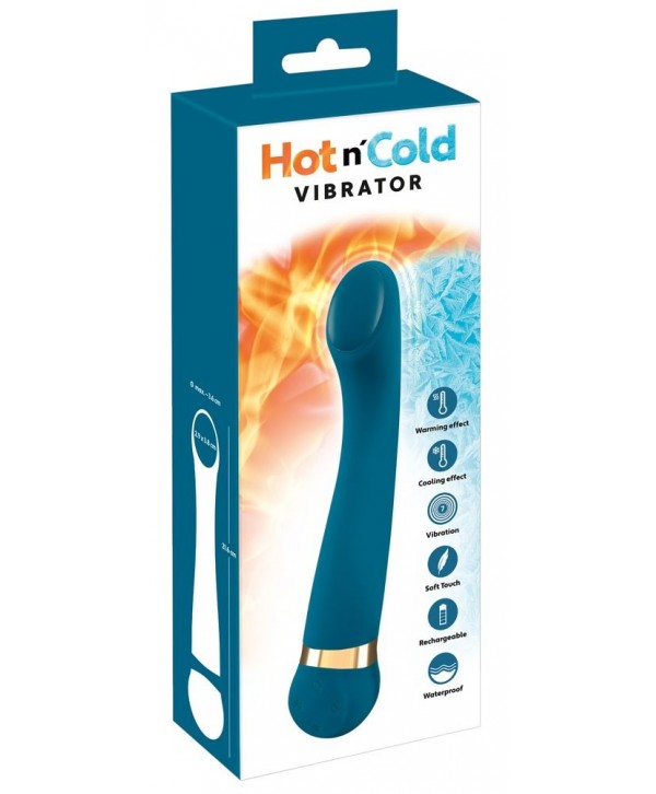 Бирюзовый вибромассажер с температурными режимами Hot n Cold Vibrator - 21,6 см.