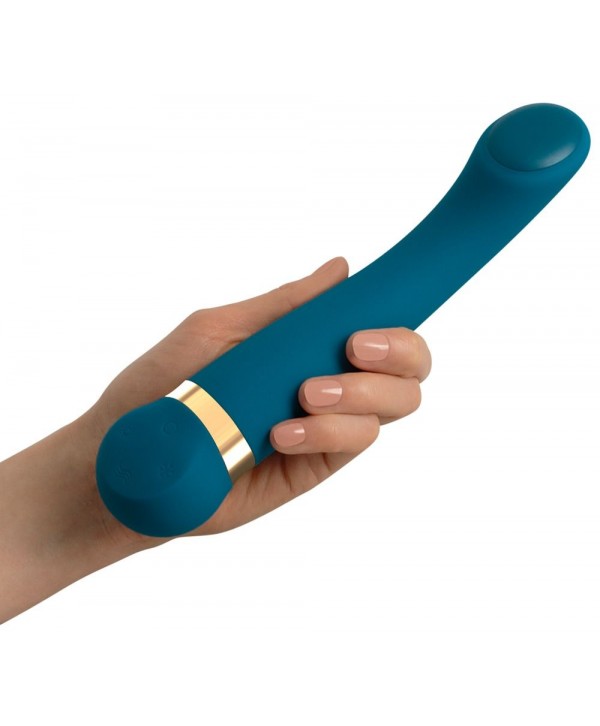 Бирюзовый вибромассажер с температурными режимами Hot n Cold Vibrator - 21,6 см.
