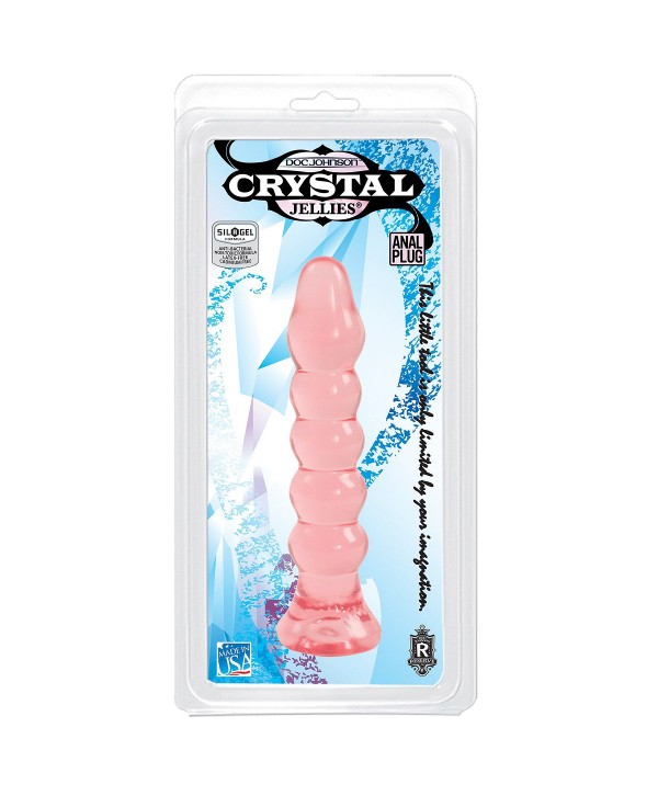 Анальная елочка из розового геля Crystal Jellies Anal Plug Bumps - 15,2 см.