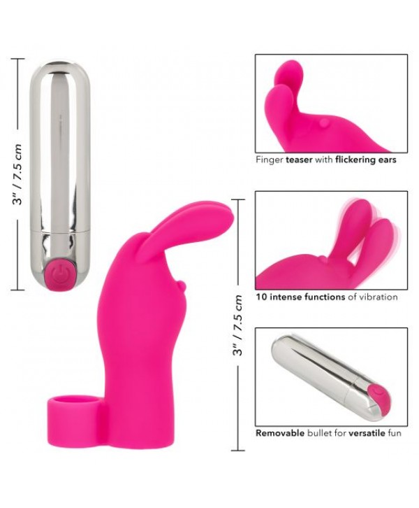 Розовая пулька-насадка на палец Finger Bunny - 8,25 см.