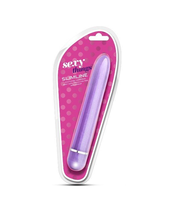 Фиолетовый тонкий классический вибратор Slimline Vibe - 17,8 см.