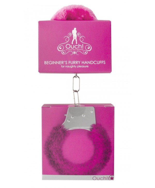 Пушистые розовые наручники OUCH! Pink 